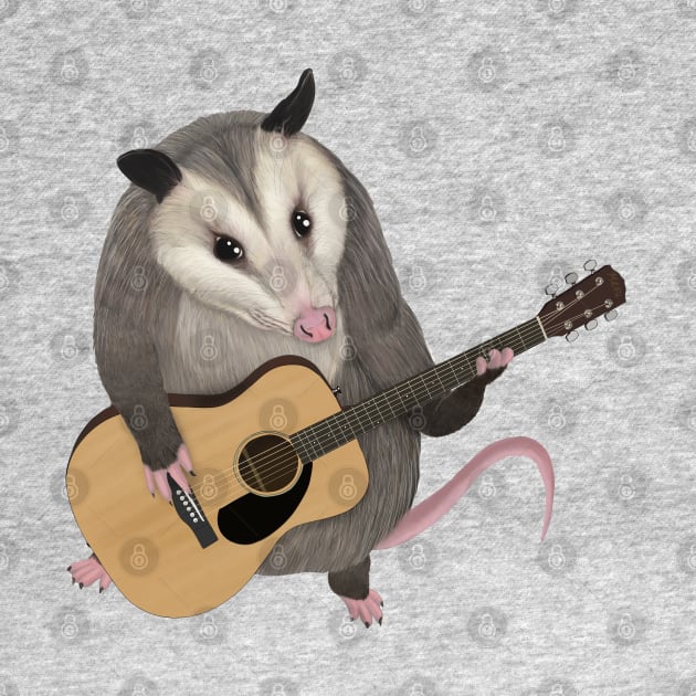 Opossum playing the acoustic guitar - possum by Mehu Art